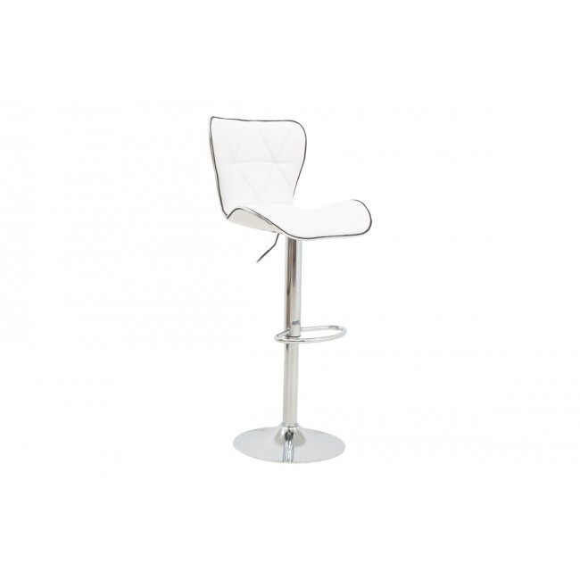 Σκαμπό μπαρ "JORINE" από pu σε χρώμα λευκό/χρωμίου 53x44x114