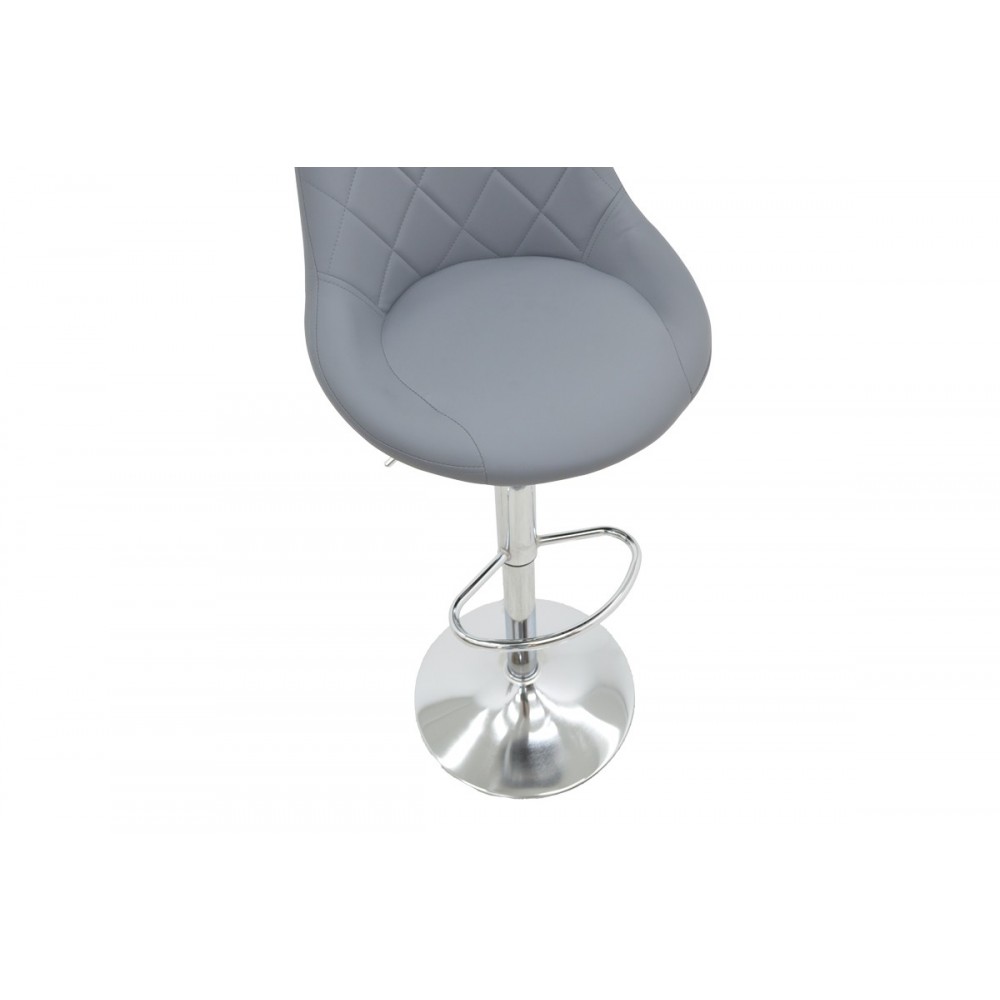 Σκαμπό μπαρ "BORONEZ" από pu σε χρώμα γκρι/χρωμίου 47x49x112