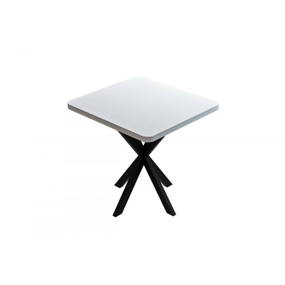 Τραπέζι "PRESTONE" σε λευκό/μαύρο χρώμα 70x70x75