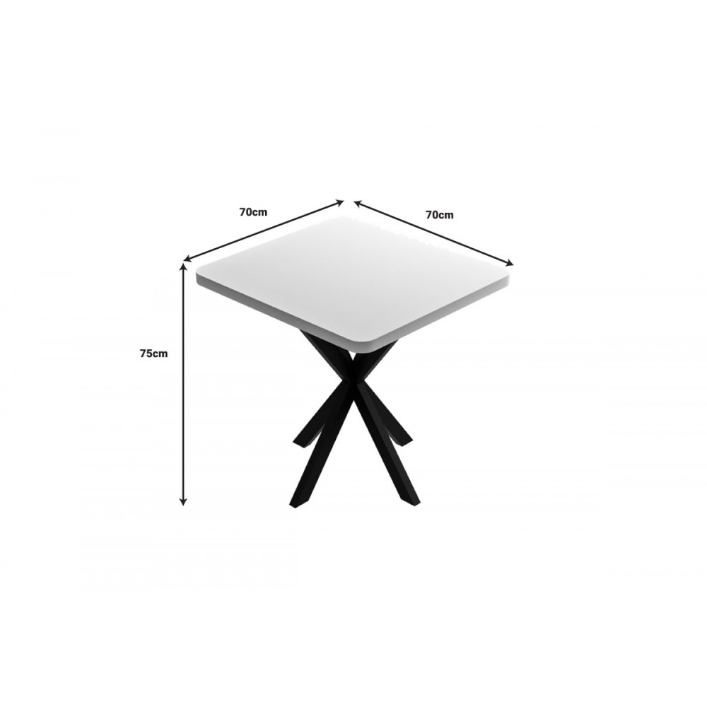 Τραπέζι "PRESTONE" σε λευκό/μαύρο χρώμα 70x70x75