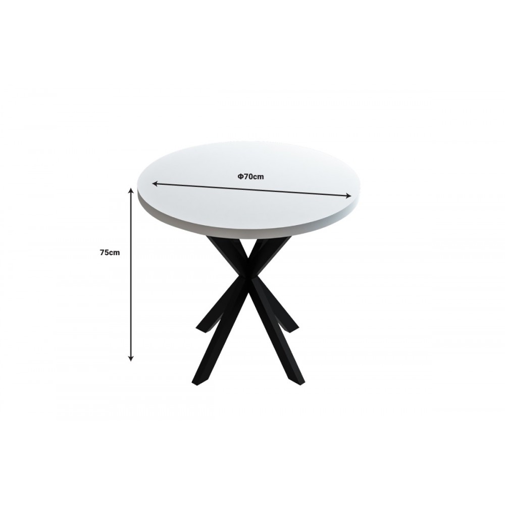 Τραπέζι "KALIPSO" σε λευκό/μαύρο χρώμα Φ70x75