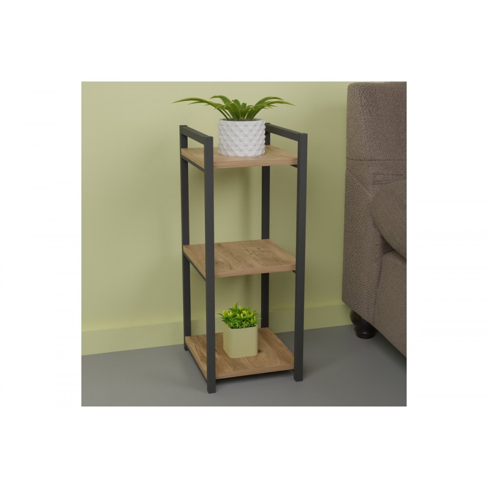 Επιδαπέδια ραφιέρα "HARVEY" από μέταλλο σε φυσικό/μαύρο χρώμα 33x28x70