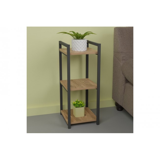 Επιδαπέδια ραφιέρα "HARVEY" από μέταλλο σε φυσικό/μαύρο χρώμα 33x28x70