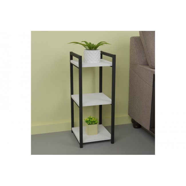 Επιδαπέδια ραφιέρα "HARVEY" από μέταλλο σε λευκό/μαύρο χρώμα 33x28x70