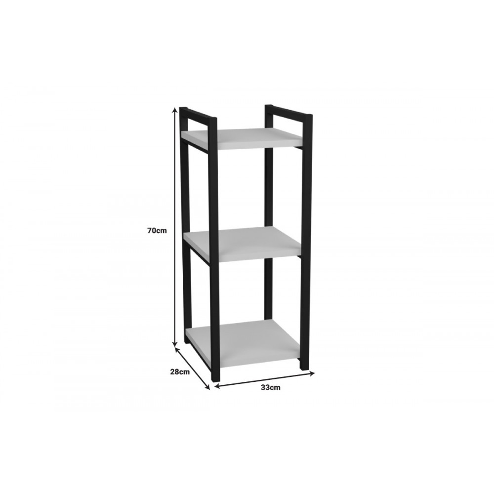 Επιδαπέδια ραφιέρα "HARVEY" από μέταλλο σε λευκό/μαύρο χρώμα 33x28x70