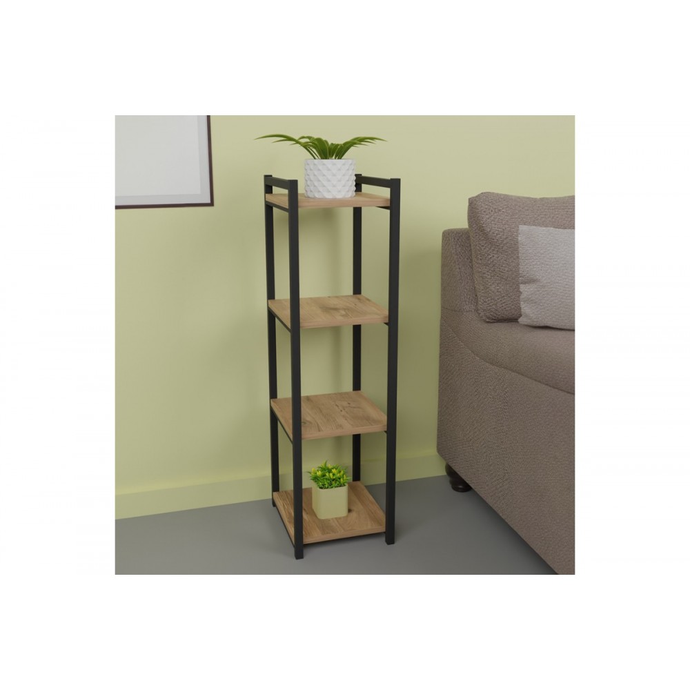 Επιδαπέδια ραφιέρα "HARVEY" από μέταλλο σε φυσικό/μαύρο χρώμα 33x28x100