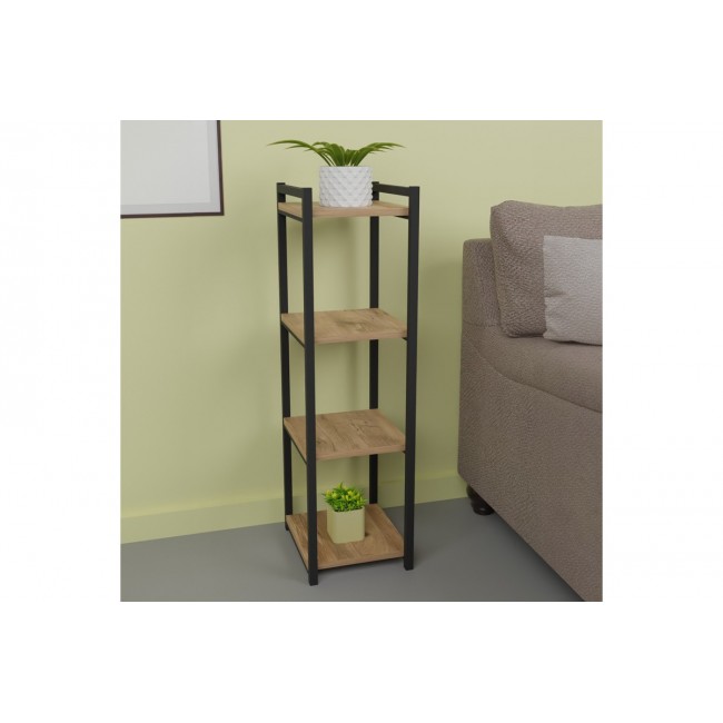 Επιδαπέδια ραφιέρα "HARVEY" από μέταλλο σε φυσικό/μαύρο χρώμα 33x28x100