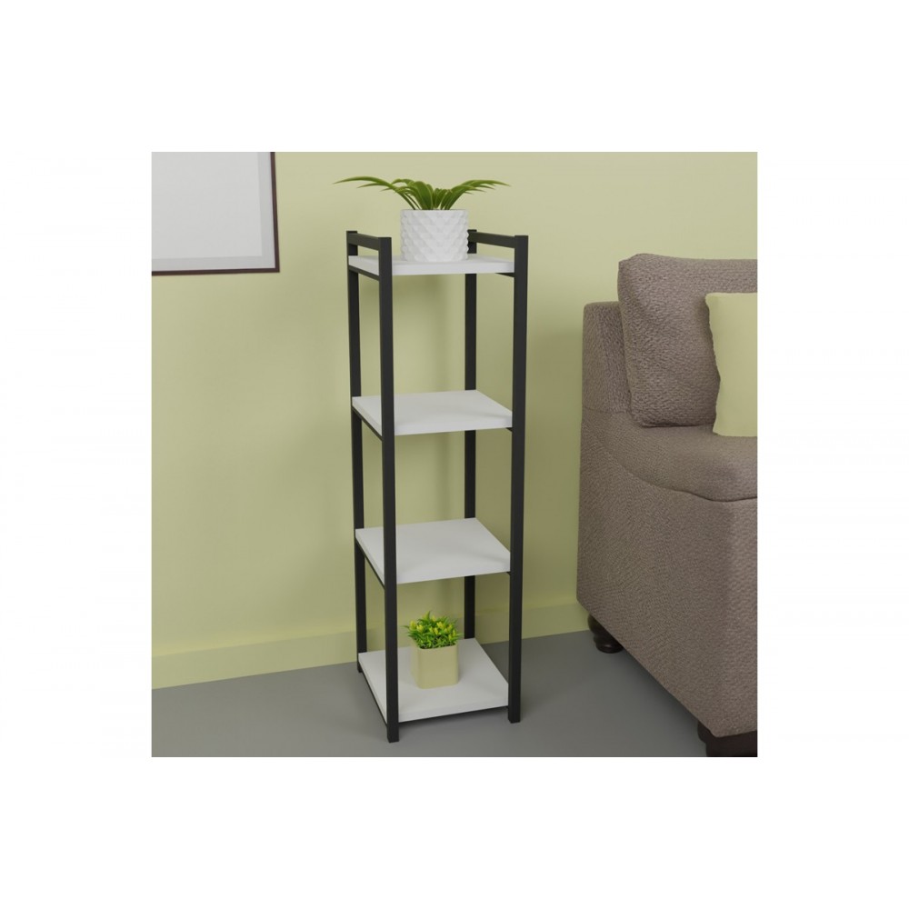 Επιδαπέδια ραφιέρα "HARVEY" από μέταλλο σε λευκό/μαύρο χρώμα 33x28x100