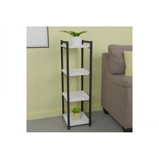 Επιδαπέδια ραφιέρα "HARVEY" από μέταλλο σε λευκό/μαύρο χρώμα 33x28x100