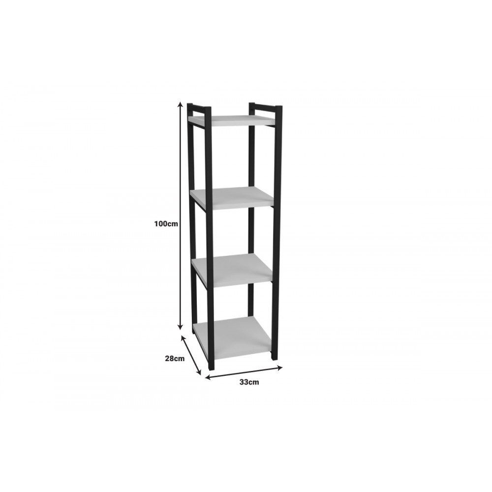 Επιδαπέδια ραφιέρα "HARVEY" από μέταλλο σε λευκό/μαύρο χρώμα 33x28x100