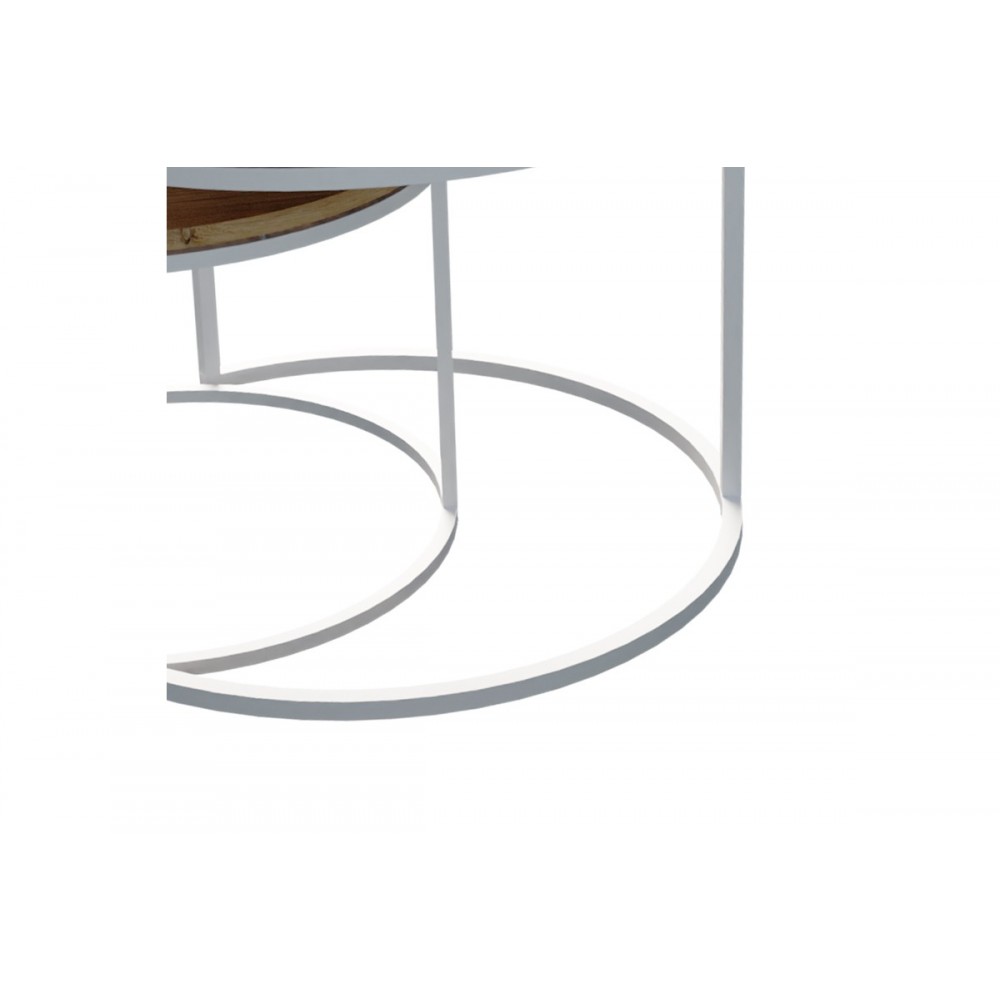 Τραπέζια σαλονιού "SOLME" 2τμχ από μέταλλο σε φυσικό/λευκό χρώμα 60x75x45