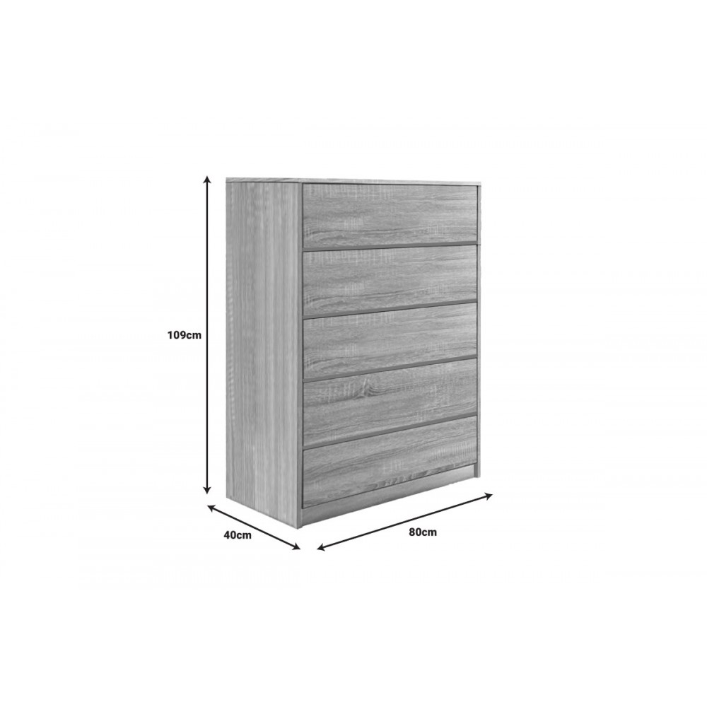 Συρταριέρα "KUANGER" από mdf σε φυσικό χρώμα 80x40x109