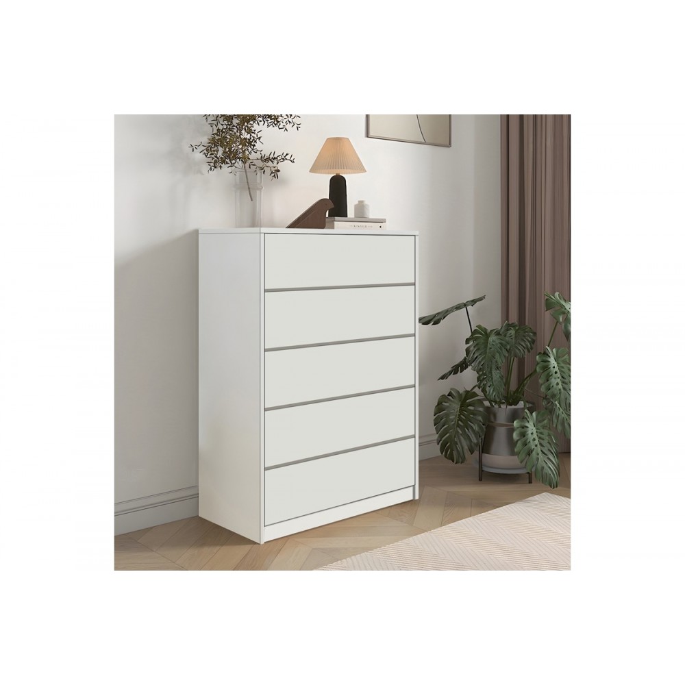 Συρταριέρα "KUANGER" από mdf σε λευκό χρώμα 80x40x109