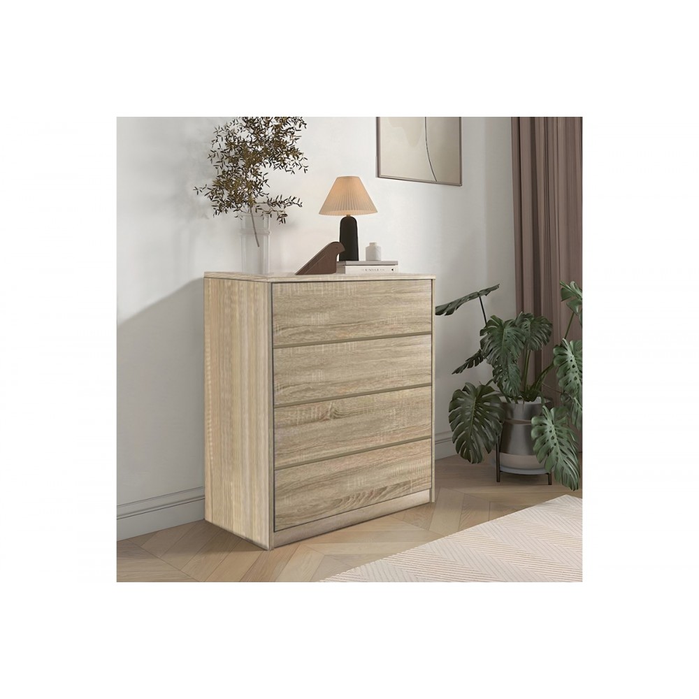 Συρταριέρα "KUANGER" από mdf σε φυσικό χρώμα 80x40x80