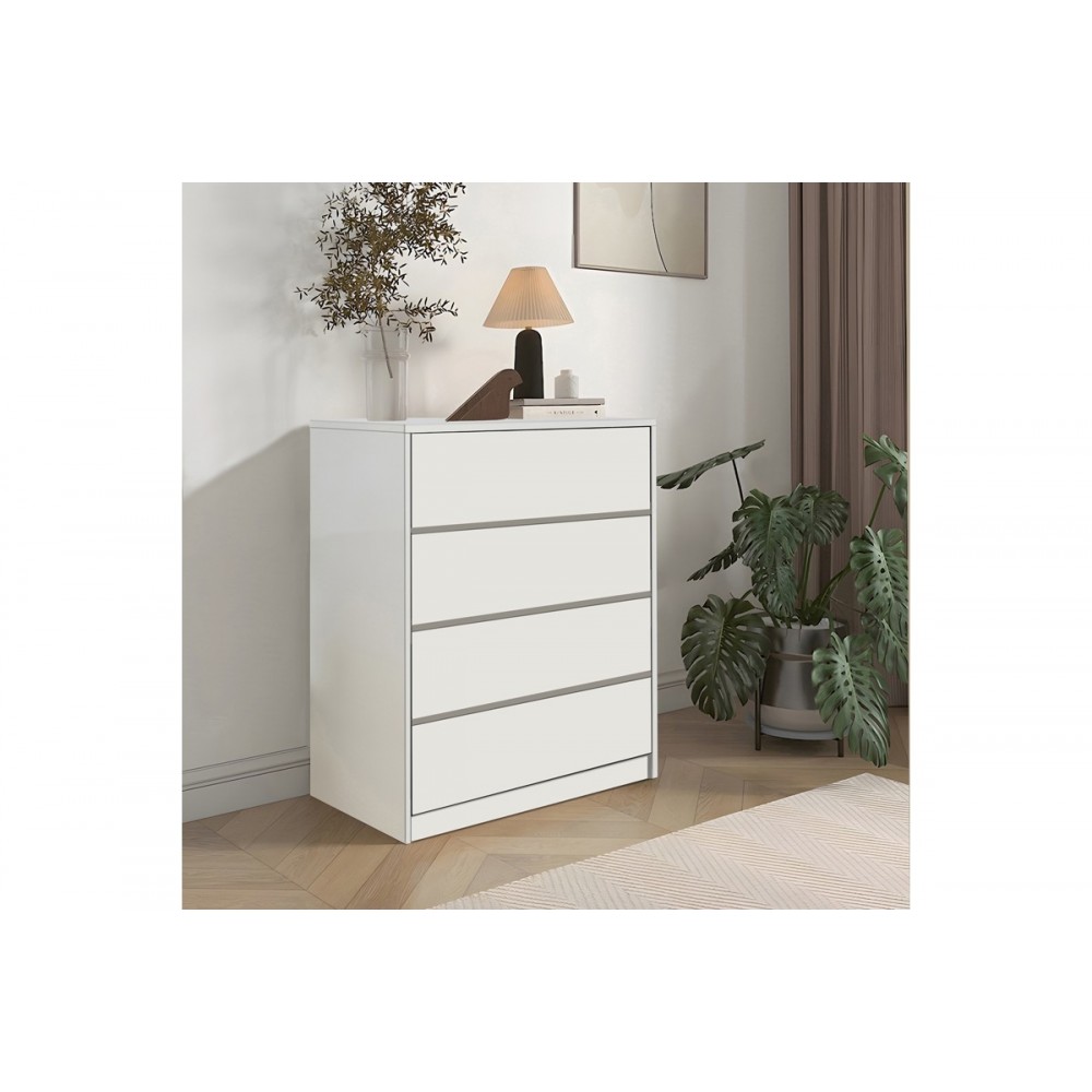 Συρταριέρα "KUANGER" από mdf σε λευκό χρώμα 80x40x80