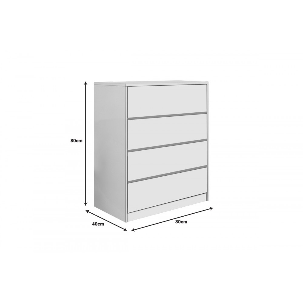 Συρταριέρα "KUANGER" από mdf σε λευκό χρώμα 80x40x80