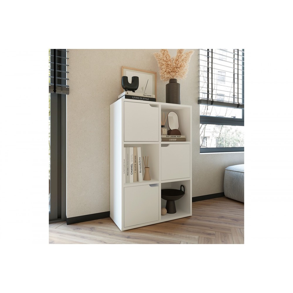 Βιβλιοθήκη "BOOKEL" σε λευκό χρώμα 59.5x27.5x89