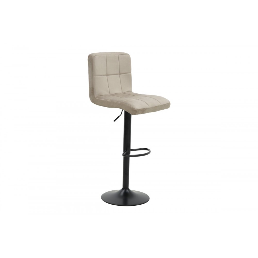 Σκαμπό μπαρ "REMINA" από βελούδο/μέταλλο σε μπεζ/μαύρο χρώμα 44x44x112