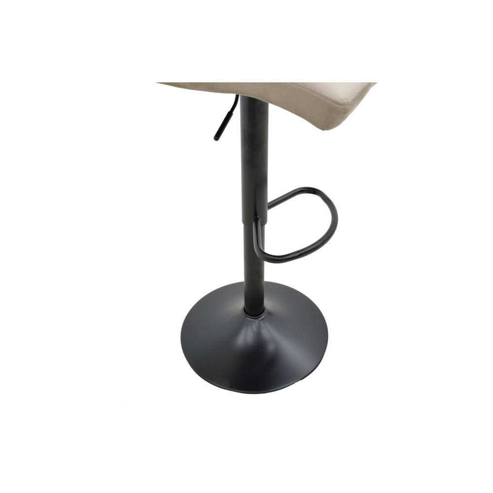 Σκαμπό μπαρ "REMINA" από βελούδο/μέταλλο σε μπεζ/μαύρο χρώμα 44x44x112