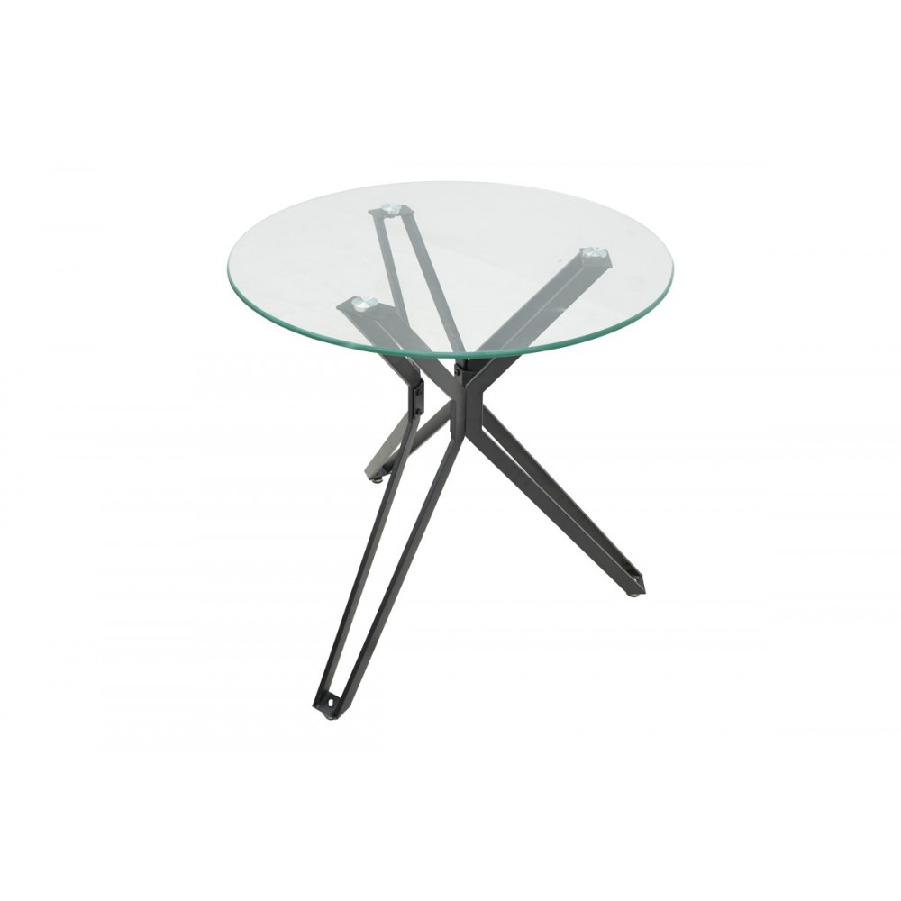 Τραπέζι "DEZOUS" από γυαλί/μέταλλο σε μαύρο χρώμα Φ70x75