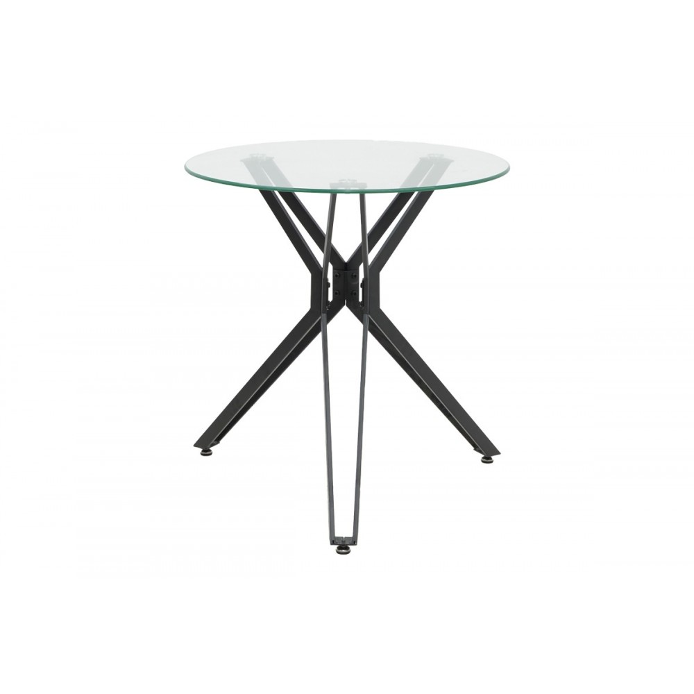 Τραπέζι "DEZOUS" από γυαλί/μέταλλο σε μαύρο χρώμα Φ70x75
