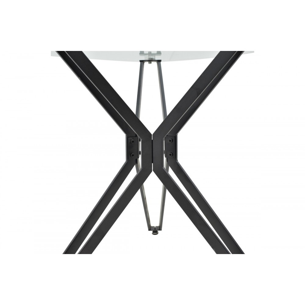 Τραπέζι "DEZOUS" από γυαλί/μέταλλο σε μαύρο χρώμα Φ70x75