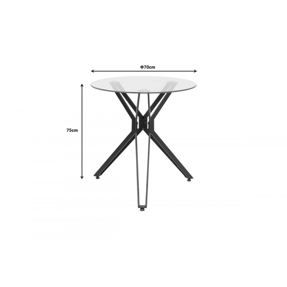 Τραπέζι "DEZOUS" από γυαλί/μέταλλο σε μαύρο χρώμα Φ70x75