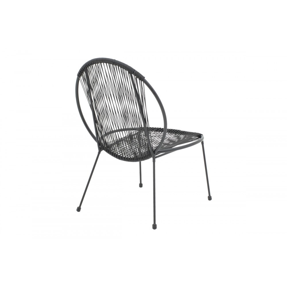 Καρέκλα κήπου "DAPPER" από μέταλλο/rattan σε μαύρο χρώμα 64.5x74.5x76