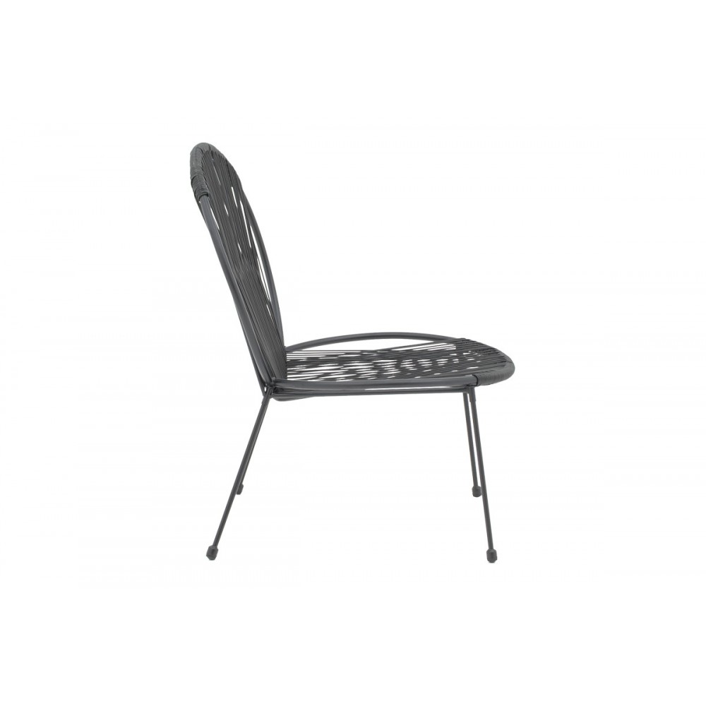 Καρέκλα κήπου "DAPPER" από μέταλλο/rattan σε μαύρο χρώμα 64.5x74.5x76