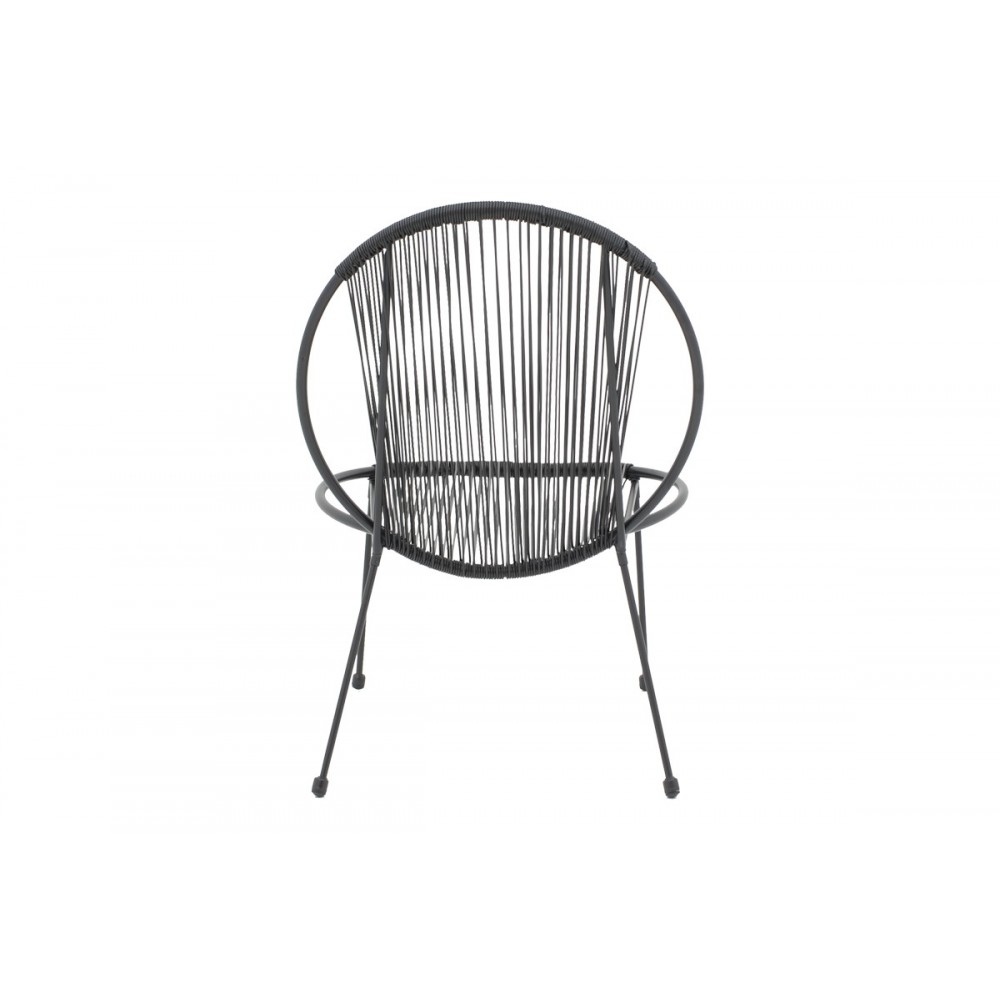 Καρέκλα κήπου "DAPPER" από μέταλλο/rattan σε μαύρο χρώμα 64.5x74.5x76