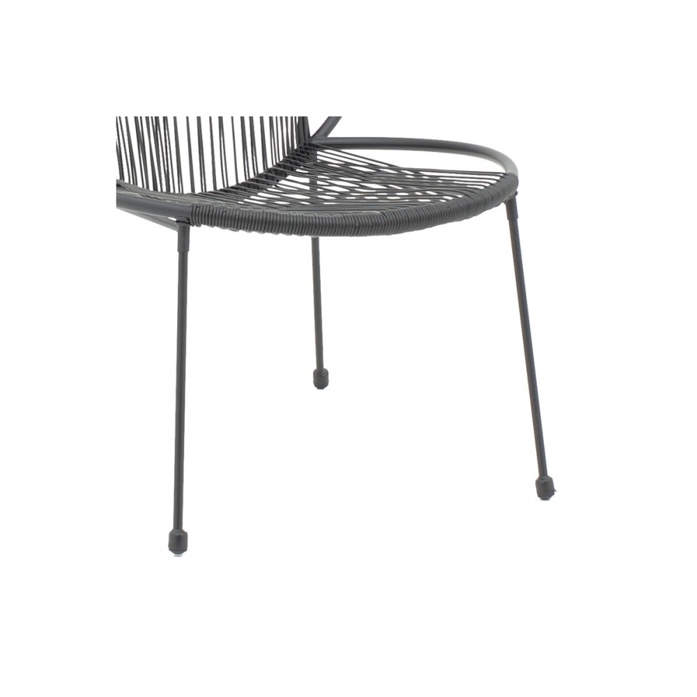 Καρέκλα κήπου "DAPPER" από μέταλλο/rattan σε μαύρο χρώμα 64.5x74.5x76