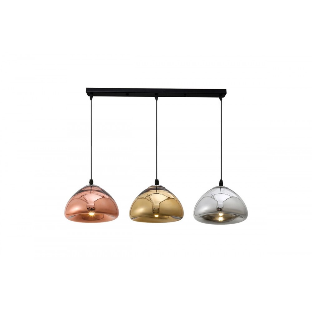 Φωτιστικό τρίφωτο "OVALONE I" από μέταλλο/γυαλί σε μπρονζέ/χρυσό/ασημί χρώμα Φ58x16.5