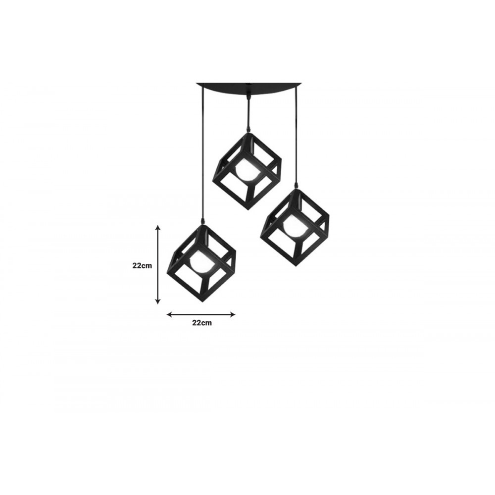 Φωτιστικό τρίφωτο "KIBE I" από μέταλλο σε μαύρο χρώμα 48x30x130