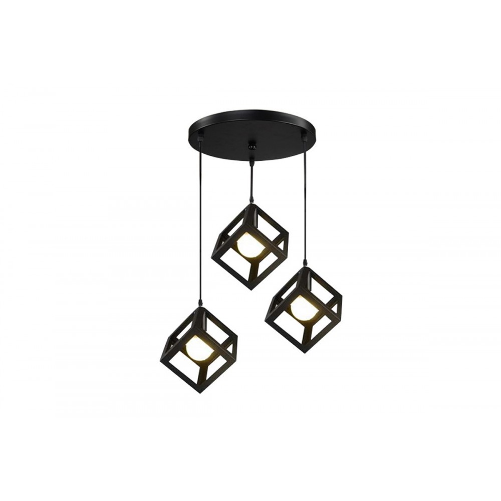 Φωτιστικό τρίφωτο "KIBE I" από μέταλλο σε μαύρο χρώμα 48x30x130