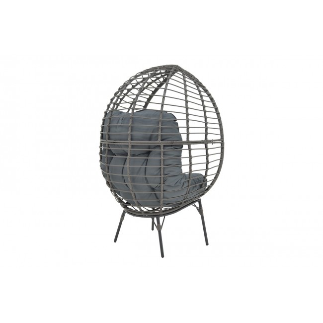 Πολυθρόνα "NESTIE" από rattan/μέταλλο σε γκρι χρώμα 99x91x156