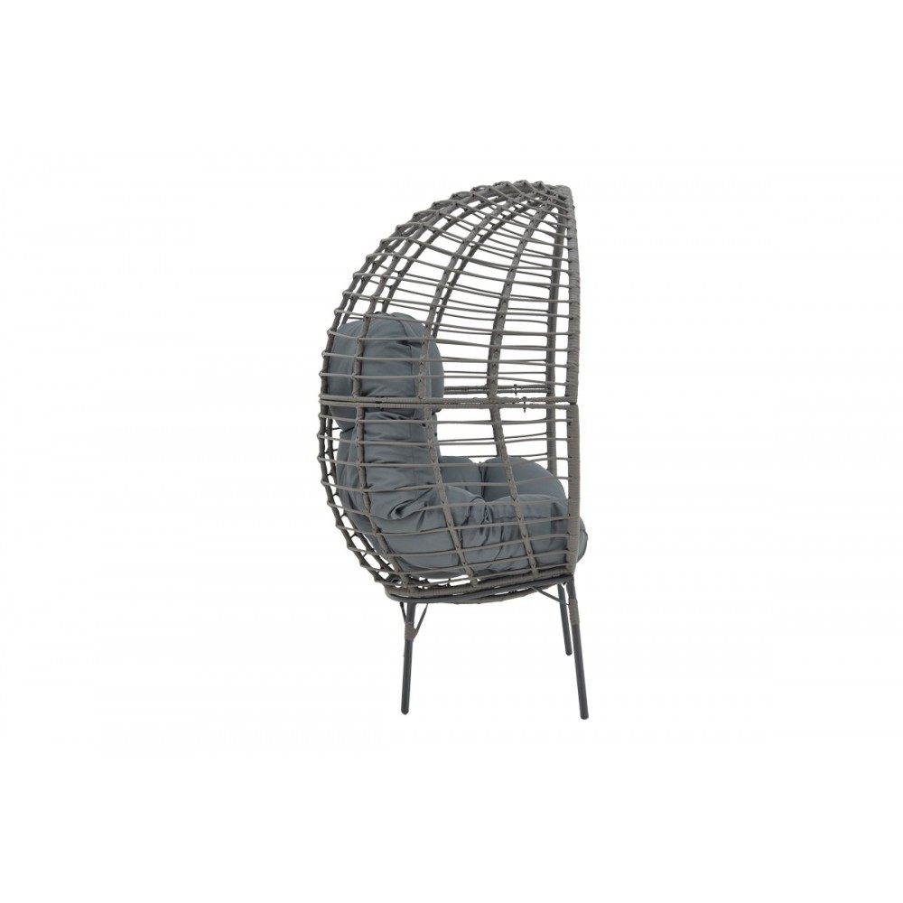Πολυθρόνα "NESTIE" από rattan/μέταλλο σε γκρι χρώμα 99x91x156