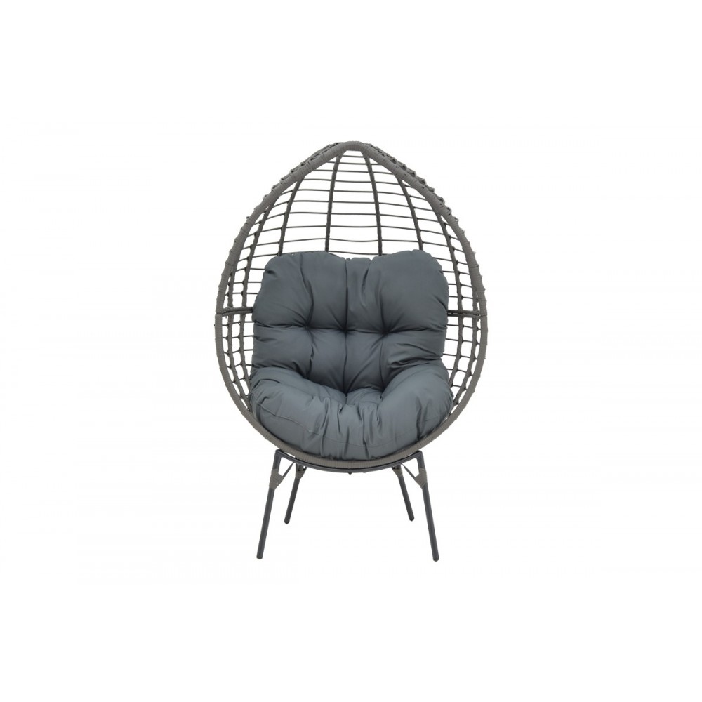 Πολυθρόνα "NESTIE" από rattan/μέταλλο σε γκρι χρώμα 99x91x156