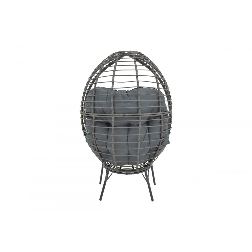 Πολυθρόνα "NESTIE" από rattan/μέταλλο σε γκρι χρώμα 99x91x156