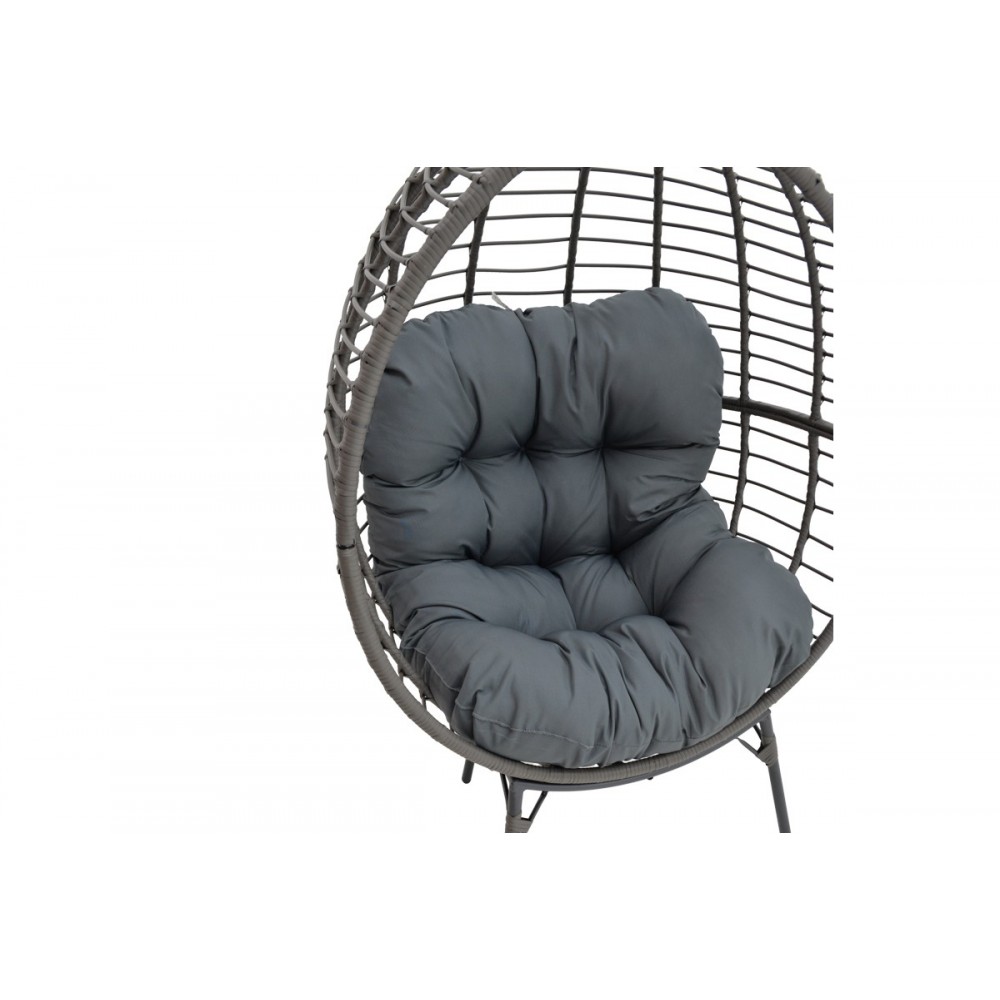 Πολυθρόνα "NESTIE" από rattan/μέταλλο σε γκρι χρώμα 99x91x156