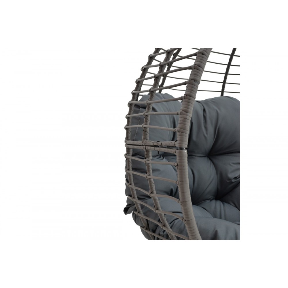 Πολυθρόνα "NESTIE" από rattan/μέταλλο σε γκρι χρώμα 99x91x156