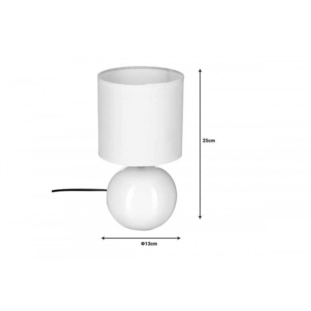 Επιτραπέζιο φωτιστικό "PWL-1210" κεραμικό/pvc σε χρώμα λευκό Φ13x25