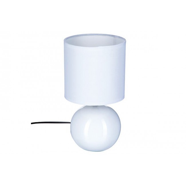 Επιτραπέζιο φωτιστικό "PWL-1210" κεραμικό/pvc σε χρώμα λευκό Φ13x25