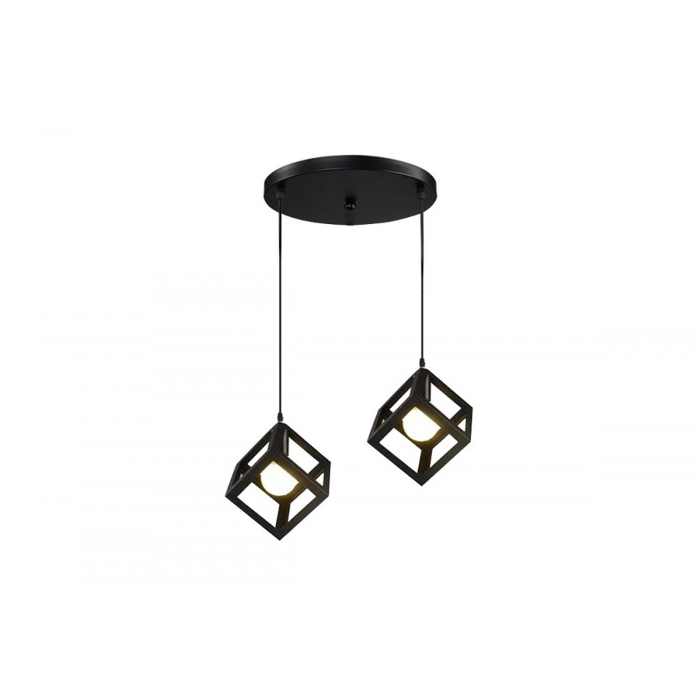 Φωτιστικό δίφωτο "KIBE II" από μέταλλο σε μαύρο χρώμα 48x30x28