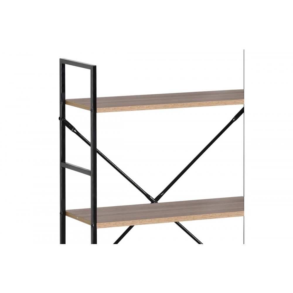 Βιβλιοθήκη-ραφιέρα "MANLO" από μέταλλο σε φυσικό/μαύρο χρώμα 58.6x23.5x80