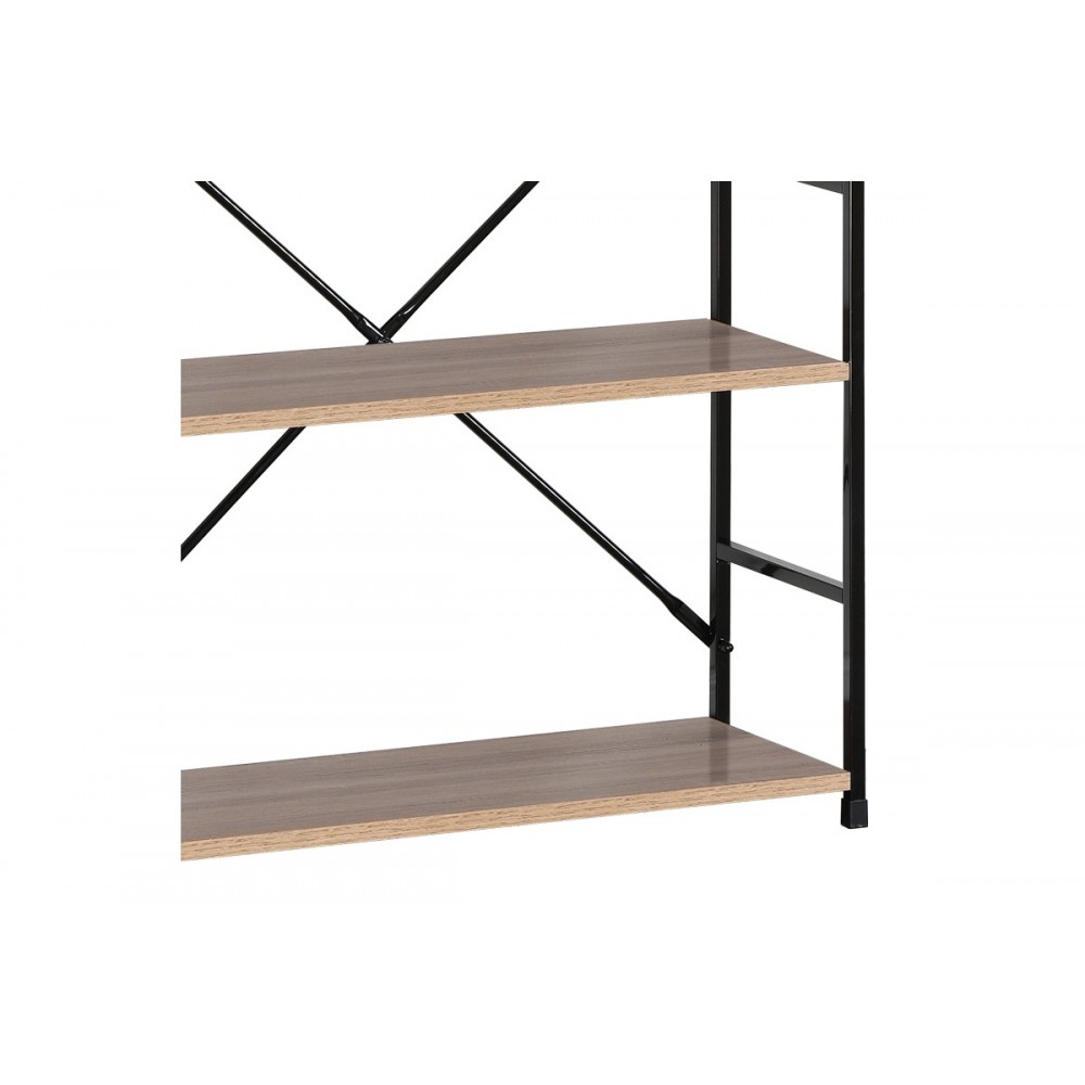 Βιβλιοθήκη-ραφιέρα "MANLO" από μέταλλο σε φυσικό/μαύρο χρώμα 58.6x23.5x80