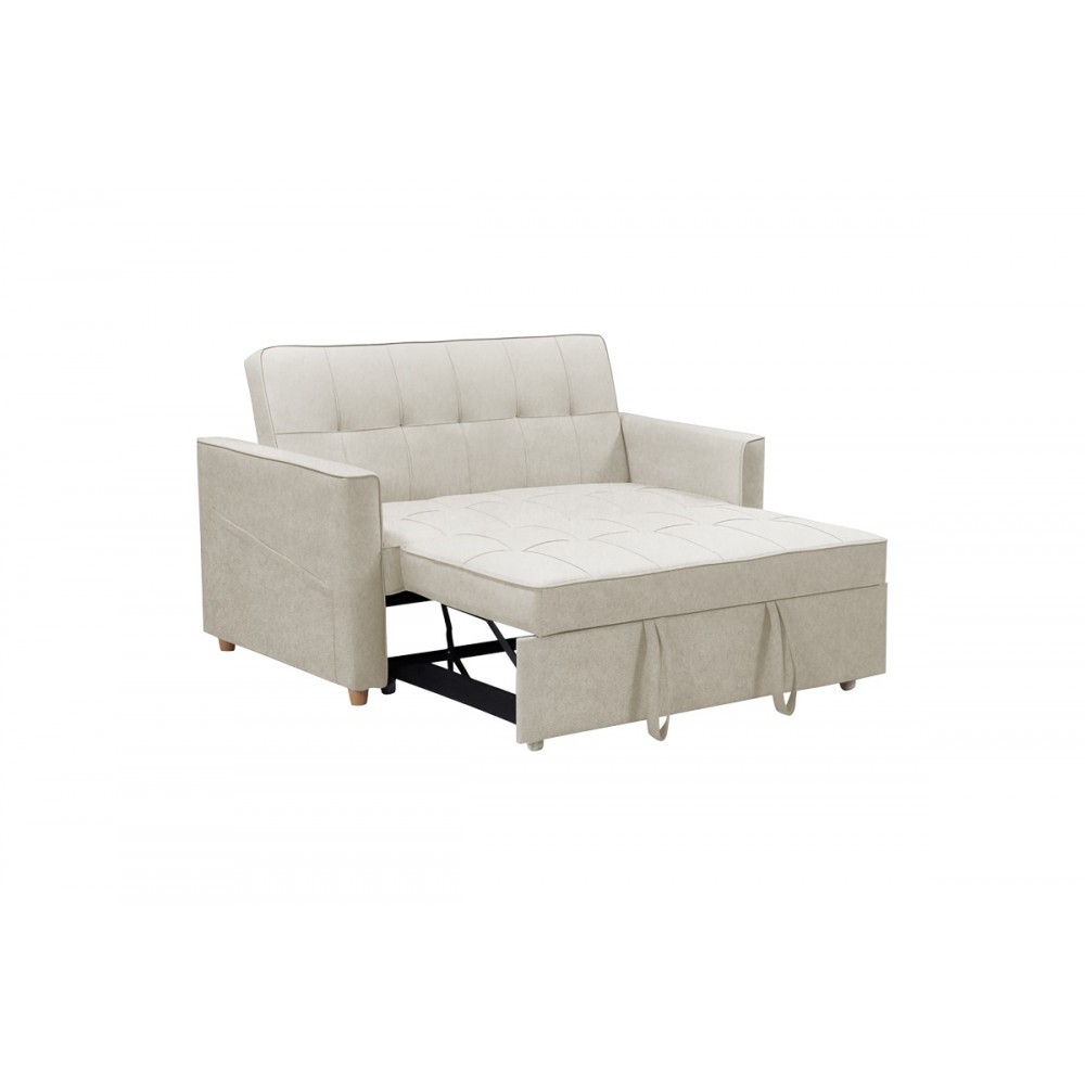 Καναπές-κρεβάτι διθέσιος "COMMIT" από ύφασμα σε μπεζ/γκρι χρώμα 142x93x90