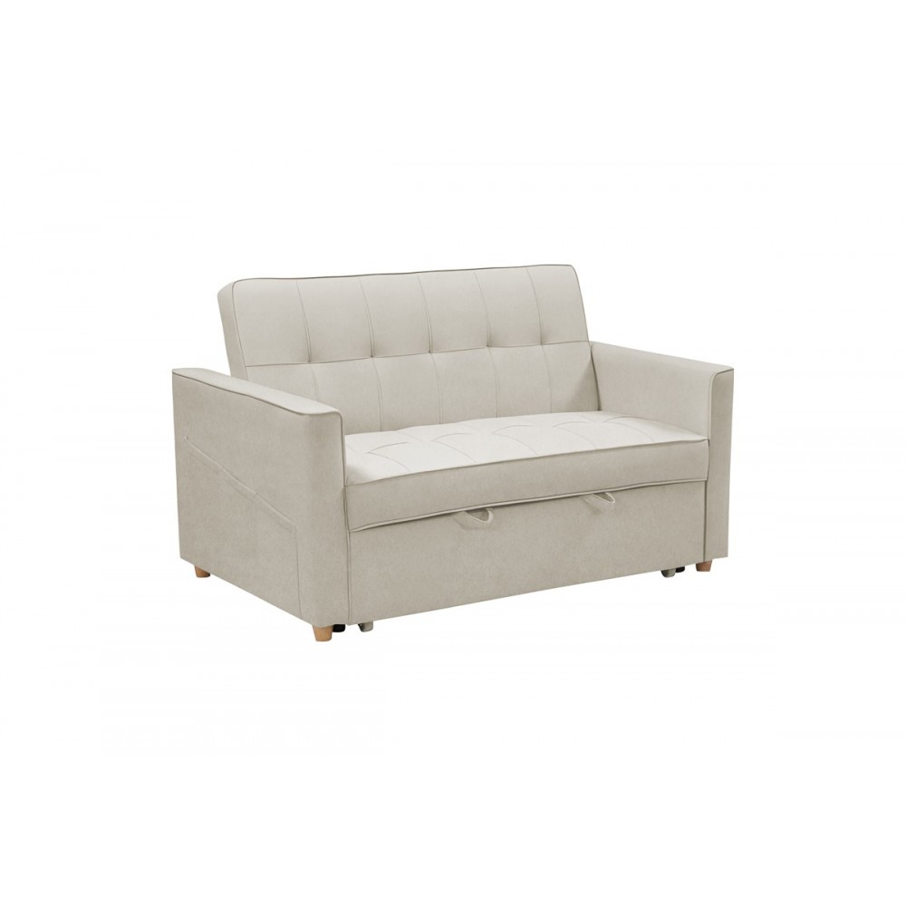 Καναπές-κρεβάτι διθέσιος "COMMIT" από ύφασμα σε μπεζ/γκρι χρώμα 142x93x90