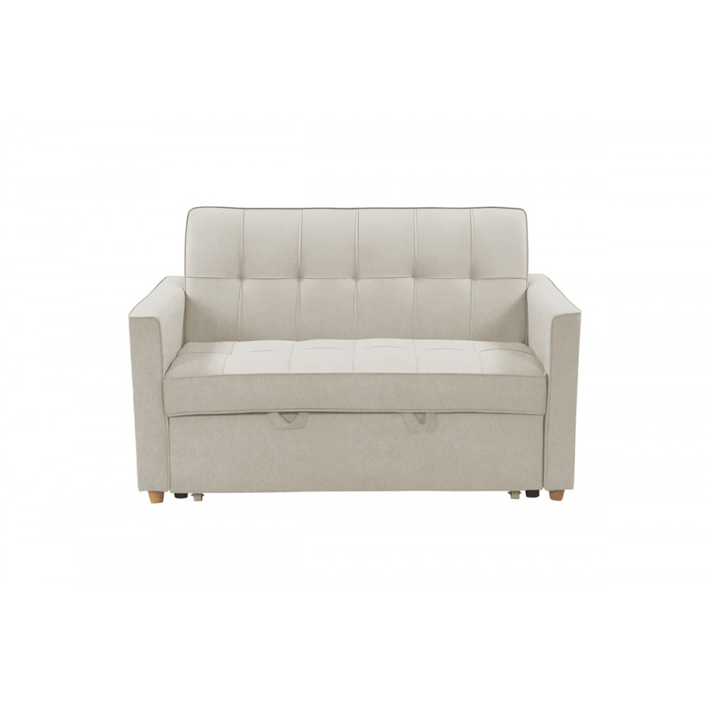 Καναπές-κρεβάτι διθέσιος "COMMIT" από ύφασμα σε μπεζ/γκρι χρώμα 142x93x90