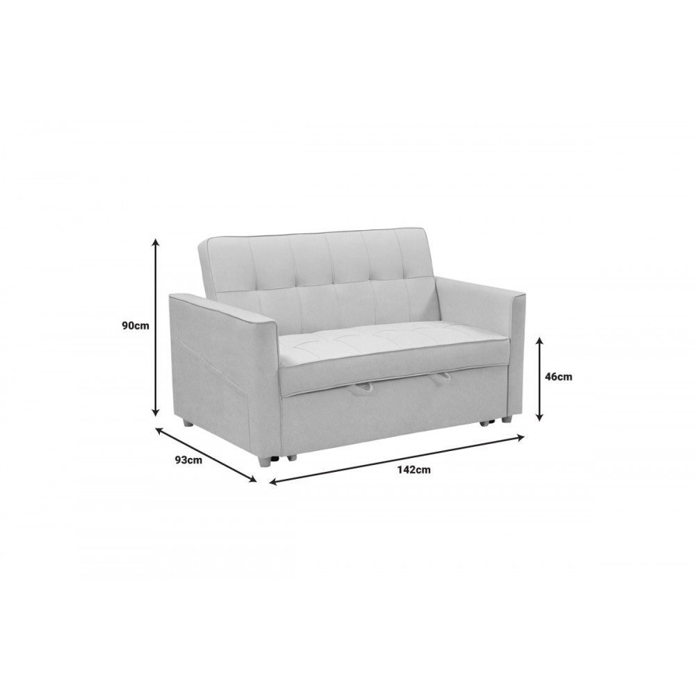 Καναπές-κρεβάτι διθέσιος "COMMIT" από ύφασμα σε μπεζ/γκρι χρώμα 142x93x90
