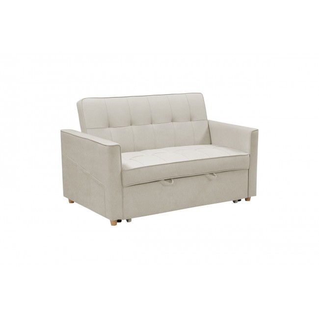 Καναπές-κρεβάτι διθέσιος "COMMIT" από ύφασμα σε μπεζ/γκρι χρώμα 142x93x90